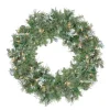 Outlet Pre-Lit Snow Mountain Pine Artificial Christmas Wreath - 30" - Clear Lights Pre Lit