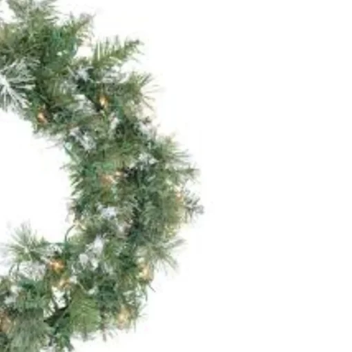 Outlet Pre-Lit Snow Mountain Pine Artificial Christmas Wreath - 30" - Clear Lights Pre Lit