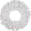 Hot Pre-Lit Snow White Artificial Christmas Wreath - 24" - Clear Lights Pre Lit