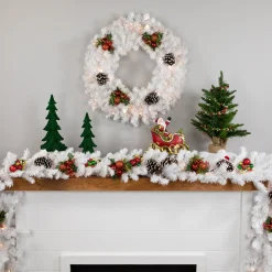 Hot Pre-Lit Snow White Artificial Christmas Wreath - 24" - Clear Lights Pre Lit