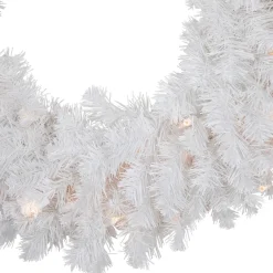 Hot Pre-Lit Snow White Artificial Christmas Wreath - 24