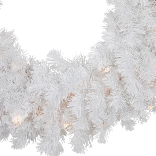 Hot Pre-Lit Snow White Artificial Christmas Wreath - 24" - Clear Lights Pre Lit