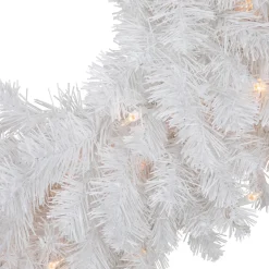 Hot Pre-Lit Snow White Artificial Christmas Wreath - 24