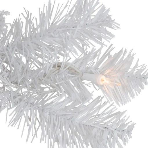 Hot Pre-Lit Snow White Artificial Christmas Wreath - 24" - Clear Lights Pre Lit