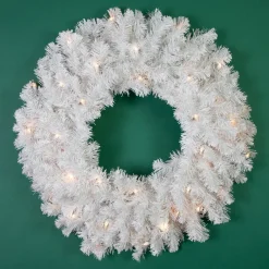 Hot Pre-Lit Snow White Artificial Christmas Wreath - 24