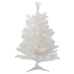 Outlet Pre-Lit Snow White Medium Artificial Christmas Tree -2' - Clear LED Lights Pre-Lit