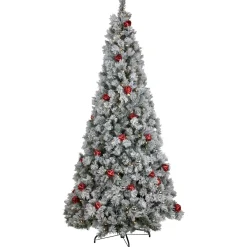 Clearance Pre-Lit Snowy Bristle Pine Artificial Christmas Tree - 7.5' - Warm White LED Lights Pre-Lit