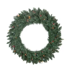 Discount Pre-Lit Traditional Pine Artificial Christmas Wreath - 30" - Multicolor Lights Pre Lit