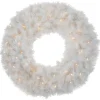 Clearance Pre-Lit White Alaskan Pine Artificial Christmas Wreath, 36-Inch, Warm White LED Lights Colorful