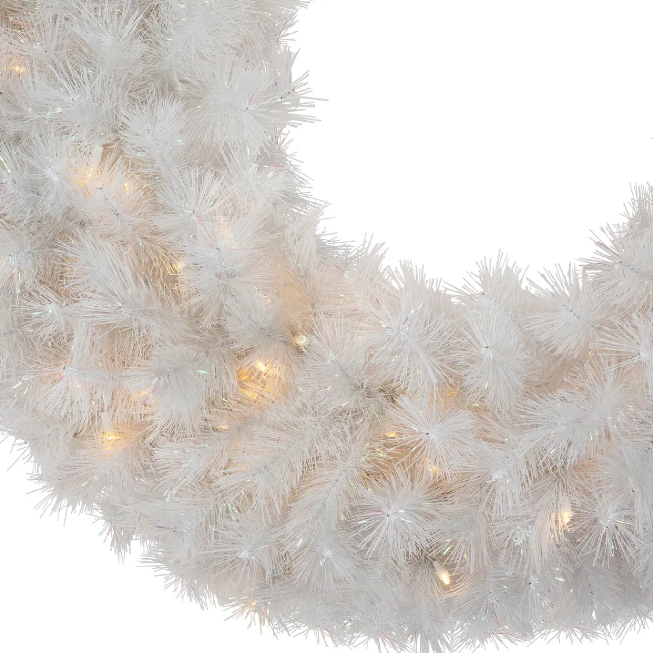 Clearance Pre-Lit White Alaskan Pine Artificial Christmas Wreath, 36-Inch, Warm White LED Lights Colorful