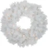 Clearance Pre-Lit White Alaskan Pine Artificial Christmas Wreath, 24-Inch, Warm White LED Lights Colorful