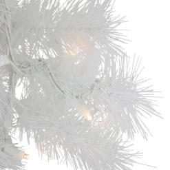 Clearance Pre-Lit White Alaskan Pine Artificial Christmas Wreath, 24-Inch, Warm White LED Lights Colorful