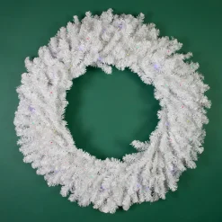 Best Pre-Lit White Pine Battery Operated Christmas Wreath - 36