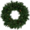 Discount Pre-Lit White Valley Pine Artificial Pinecone Christmas Wreath - 36" - Clear Lights Pre Lit