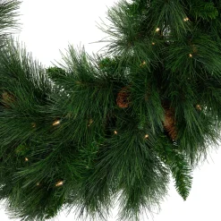 Discount Pre-Lit White Valley Pine Artificial Pinecone Christmas Wreath - 36