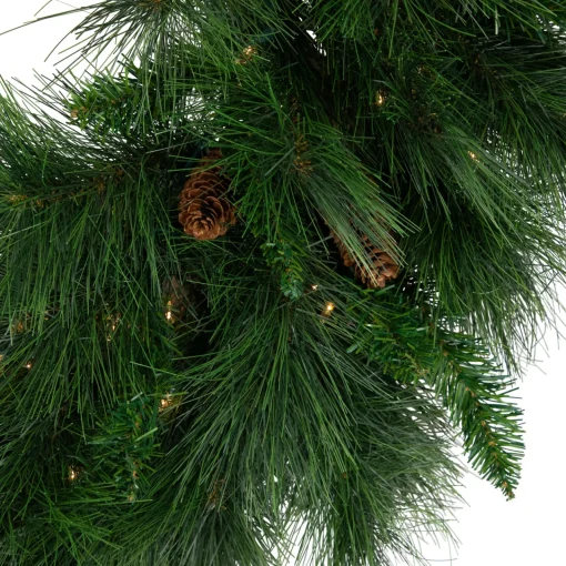 Discount Pre-Lit White Valley Pine Artificial Pinecone Christmas Wreath - 36" - Clear Lights Pre Lit