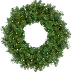 New Pre-Lit Whitmire Pine Artificial Christmas Wreath - 24" - Warm White LED Lights Pre Lit