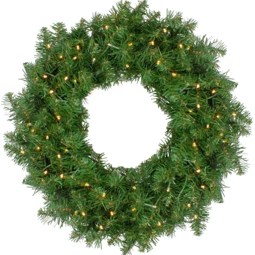 New Pre-Lit Whitmire Pine Artificial Christmas Wreath - 24" - Warm White LED Lights Pre Lit