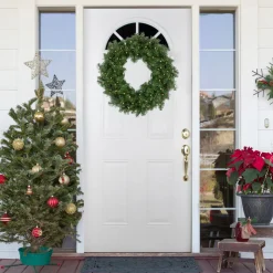 New Pre-Lit Whitmire Pine Artificial Christmas Wreath - 24" - Warm White LED Lights Pre Lit