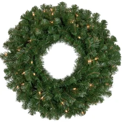 Online Pre-Lit Windsor Pine Artificial Christmas Wreath - 24" - Clear Lights Pre Lit