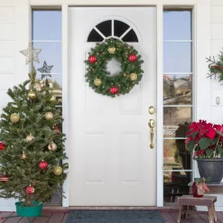 Online Pre-Lit Windsor Pine Artificial Christmas Wreath - 24" - Clear Lights Pre Lit