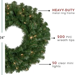 Online Pre-Lit Windsor Pine Artificial Christmas Wreath - 24