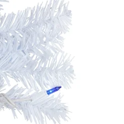 Discount Pre-Lit Woodbury White Pine Artificial Christmas Wreath, 24-Inch, Blue Lights Pre Lit