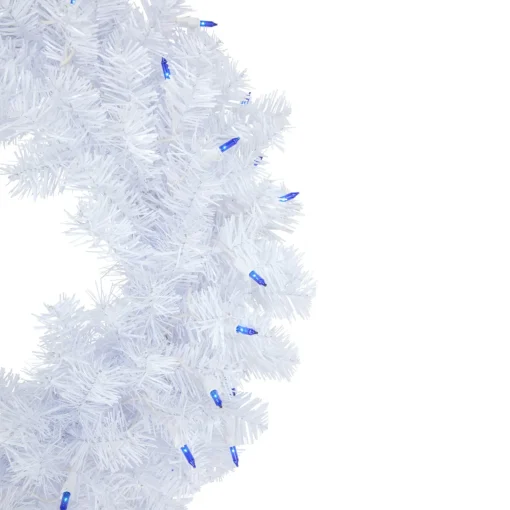 Discount Pre-Lit Woodbury White Pine Artificial Christmas Wreath, 24-Inch, Blue Lights Pre Lit