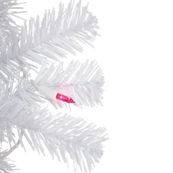 Online Pre-Lit Woodbury White Pine Artificial Christmas Wreath, 24-Inch, Pink Lights Pre Lit