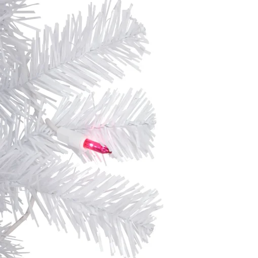 Online Pre-Lit Woodbury White Pine Artificial Christmas Wreath, 24-Inch, Pink Lights Pre Lit