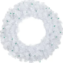 Sale Pre-Lit Woodbury White Pine Artificial Christmas Wreath, 24-Inch, Green Lights Pre Lit