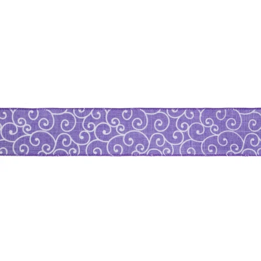 Outlet Purple and White Swirl Wired Spring Craft Ribbon 2.5" x 10 Yards Ribbons & Bows