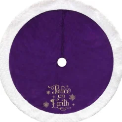 Discount Purple Peace On Earth Velvet Christmas Tree Skirt 48 Inch Decor Cloth|Metal