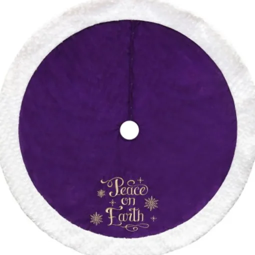 Discount Purple Peace On Earth Velvet Christmas Tree Skirt 48 Inch Decor Cloth|Metal