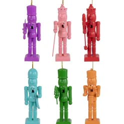 Discount Rainbow Nutcracker Wooden Christmas Ornaments - 5" - Multicolor - Set of 5 Nutcrackers