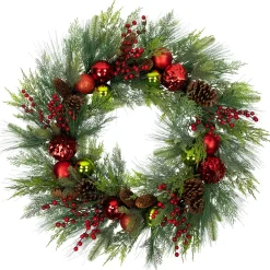 New Real Touch™ Berries, Pinecones and Ornaments Artificial Christmas Wreath - 36" - Unlit Pre Decorated