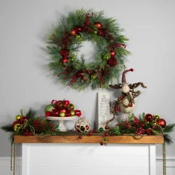 New Real Touch™ Berries, Pinecones and Ornaments Artificial Christmas Wreath - 36" - Unlit Pre Decorated