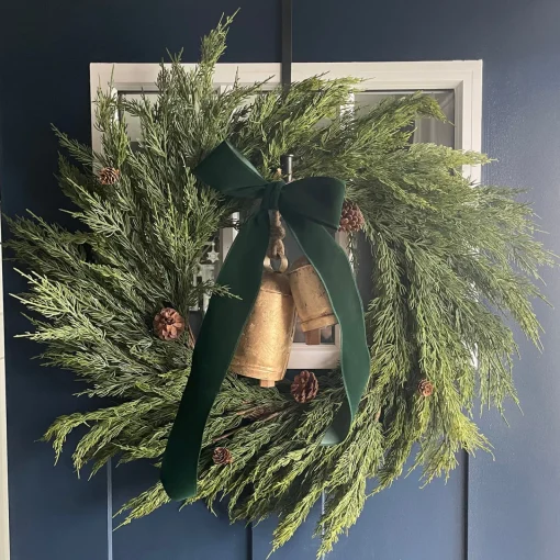 Discount Real Touch™? Cedar Artificial Christmas Wreath with Pinecones - 24" - Unlit Unlit