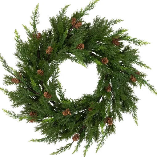 Outlet Real Touch™? Cypress and Pinecone Artificial Christmas Wreath - 24" - Unlit Unlit