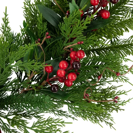 Outlet Real Touch™? Cypress and Pine with Berries Artificial Christmas Wreath - 28" - Unlit Unlit