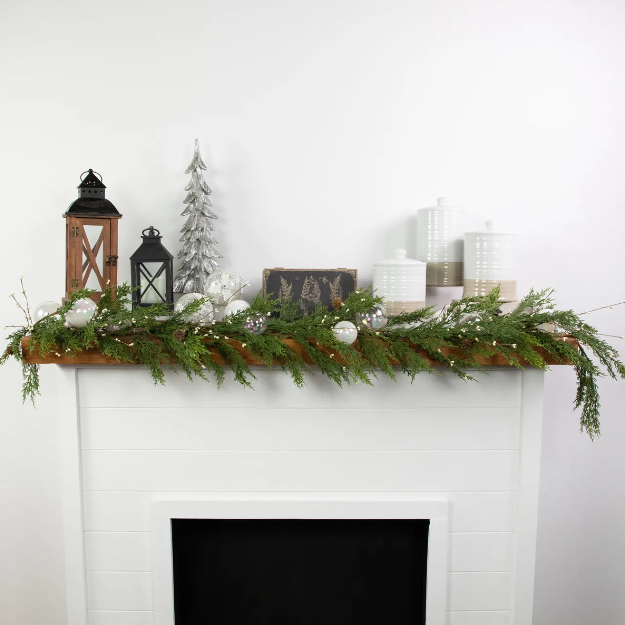 Clearance Real Touch™? Cypress and White Grape Berry Artificial Christmas Garland - 6' x 8" - Unlit Unlit