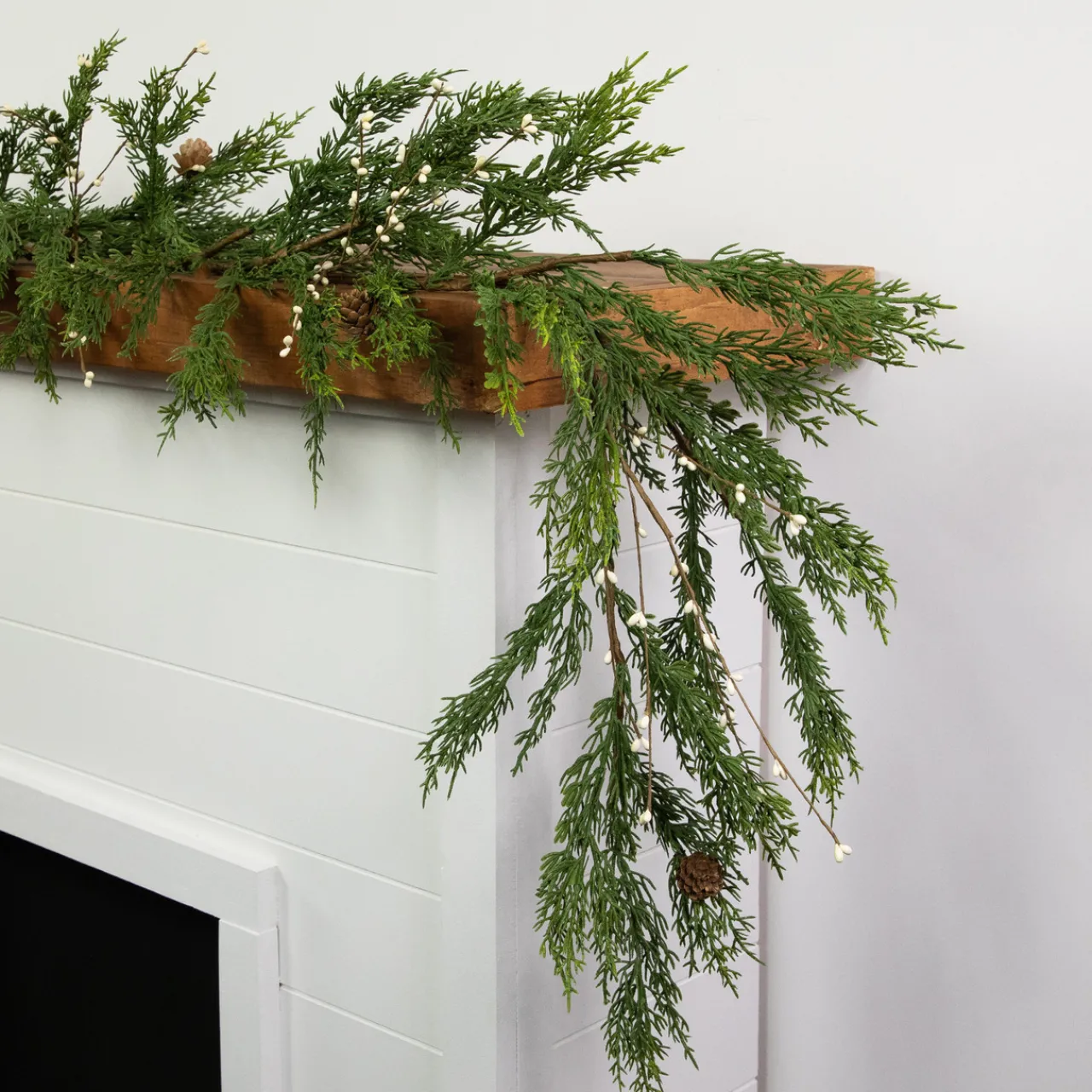 Clearance Real Touch™? Cypress and White Grape Berry Artificial Christmas Garland - 6' x 8" - Unlit Unlit