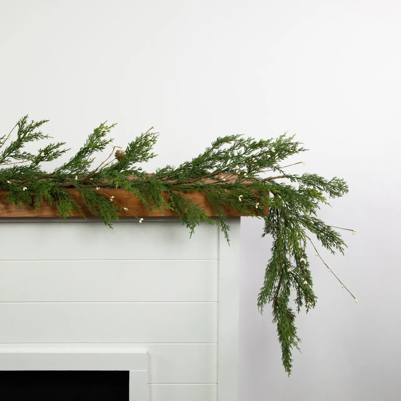 Clearance Real Touch™? Cypress and White Grape Berry Artificial Christmas Garland - 6' x 8" - Unlit Unlit