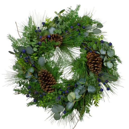 Online Real Touch™? Eucalyptus and Pine Artificial Christmas Wreath - 28" - Unlit Unlit