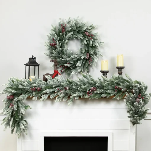 Discount Real Touch™? Flocked Snowcap Grove Fir Artificial Christmas Wreath - 24" - Unlit Unlit