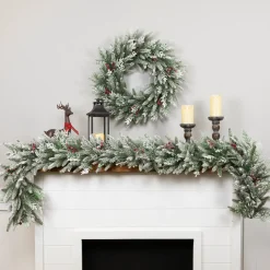 Clearance Real Touch™? Flocked Wind River Fir with Berries Artificial Christmas Wreath - 24