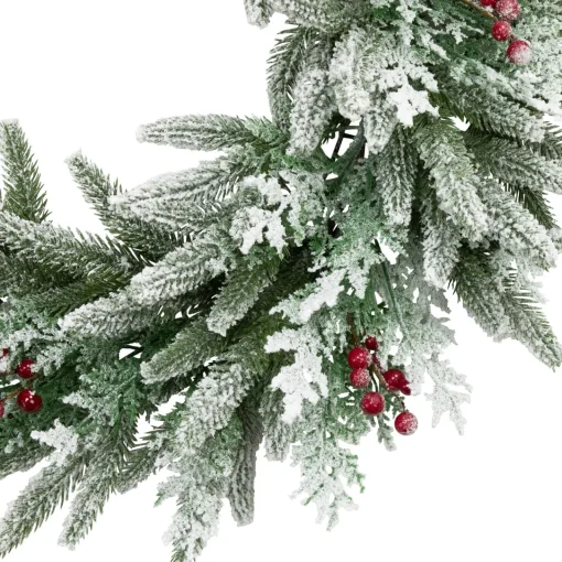 Clearance Real Touch™? Flocked Wind River Fir with Berries Artificial Christmas Wreath - 24" - Unlit Unlit