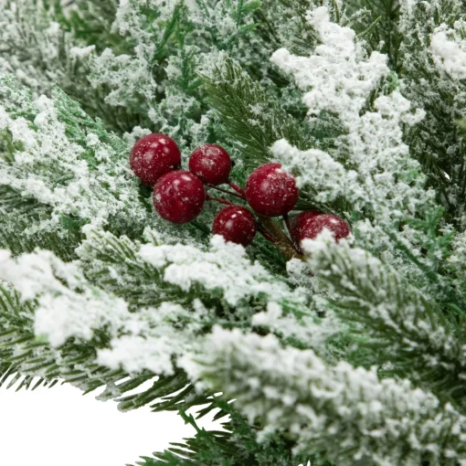 Clearance Real Touch™? Flocked Wind River Fir with Berries Artificial Christmas Wreath - 24" - Unlit Unlit