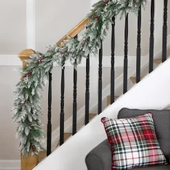 Clearance Real Touch™? Flocked Wind River Fir with Berries Artificial Christmas Garland - 7' x 12" - Unlit Unlit
