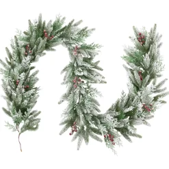 Clearance Real Touch™? Flocked Wind River Fir with Berries Artificial Christmas Garland - 7' x 12" - Unlit Unlit